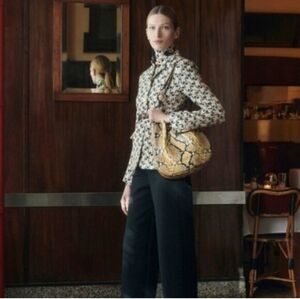 Tory Burch Jacket Blazer Cream with Black Floral Motif